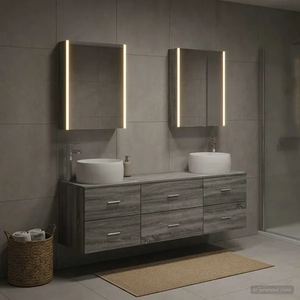 Ensemble de mobilier de salle de bain 5 pcs Sonoma gris