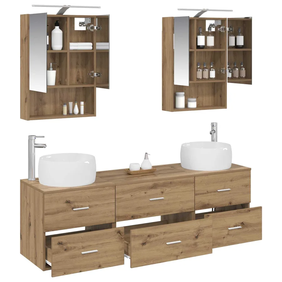 Ensemble de mobilier de salle de bain 5 pc Chêne artisanal - 3