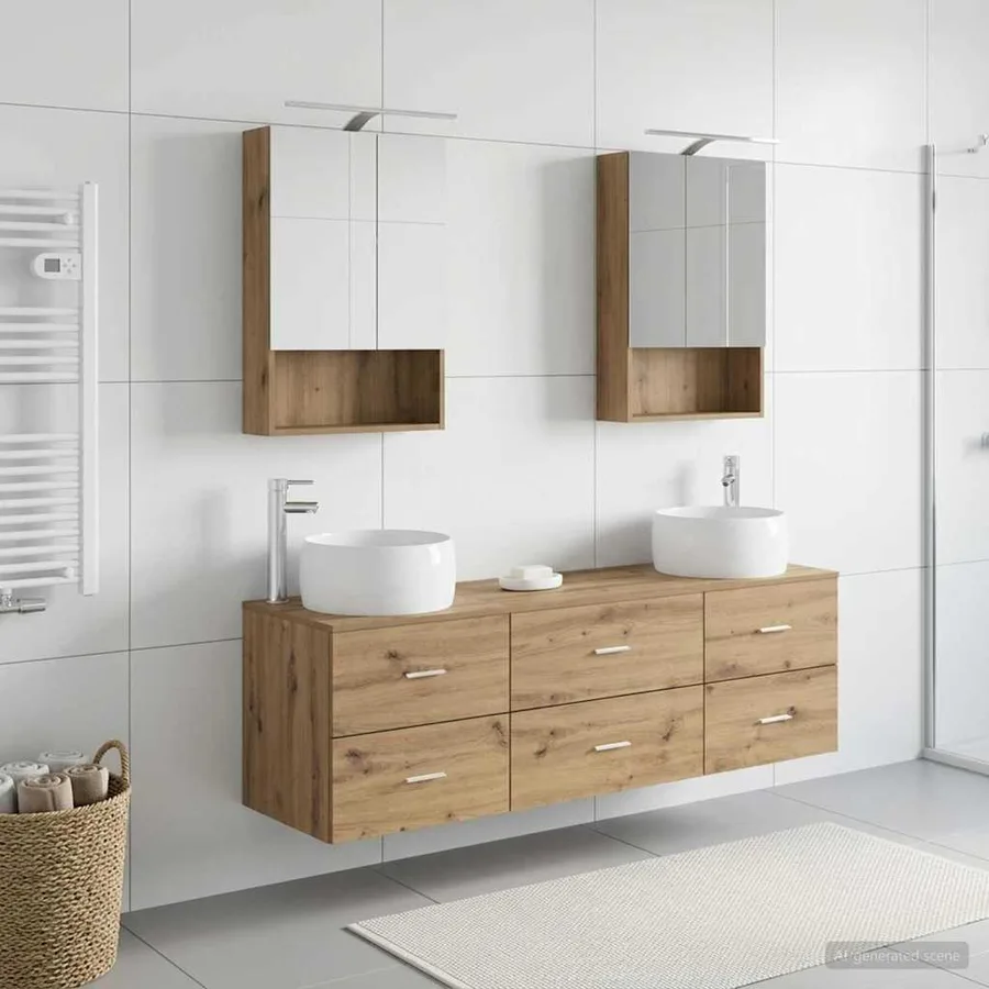 Ensemble de mobilier de salle de bain 5 pc Chêne artisanal - 4