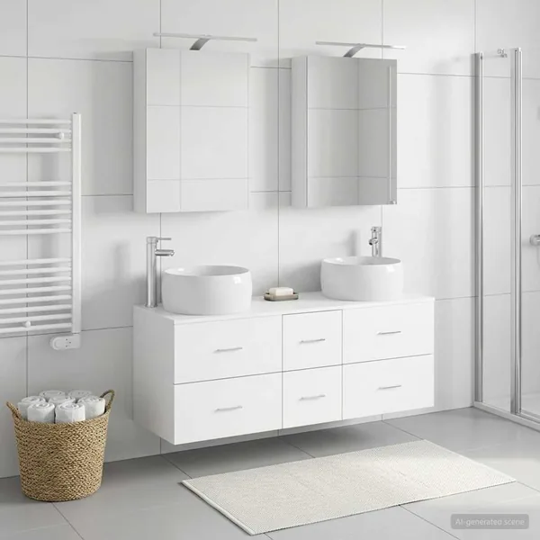 Ensemble de mobilier de salle de bain 5 pcs Blanc