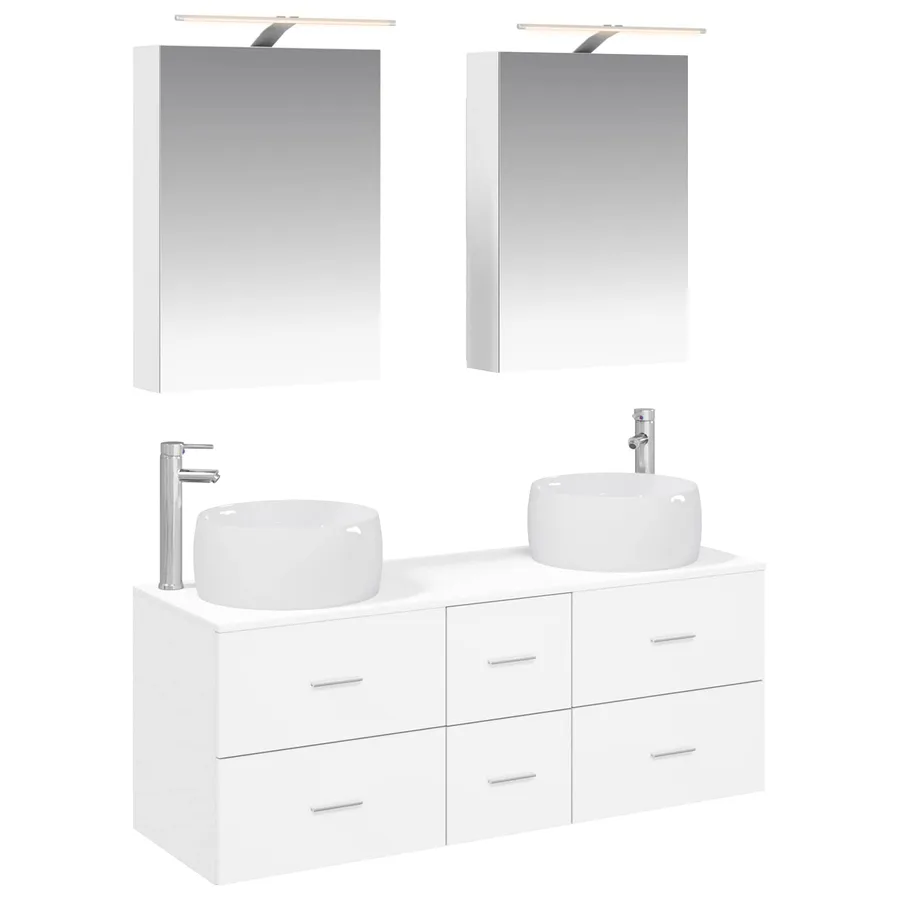 Ensemble de mobilier de salle de bain 5 pcs Blanc - 2