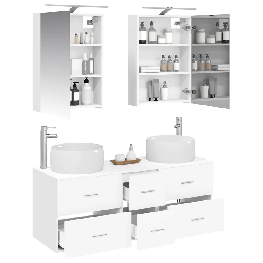 Ensemble de mobilier de salle de bain 5 pcs Blanc - 3