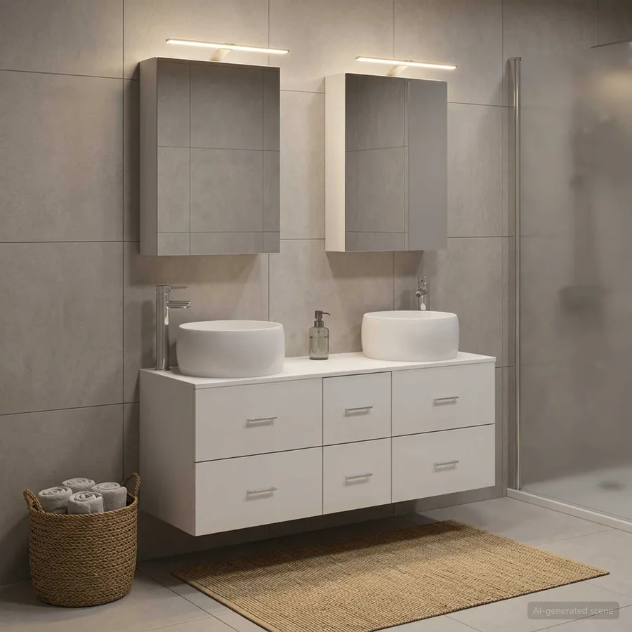 Ensemble de mobilier de salle de bain 5 pcs Blanc - 4