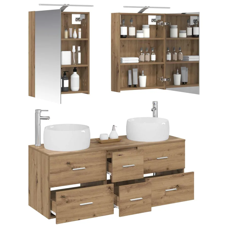 Ensemble de mobilier de salle de bain 5 pc Chêne artisanal - 3