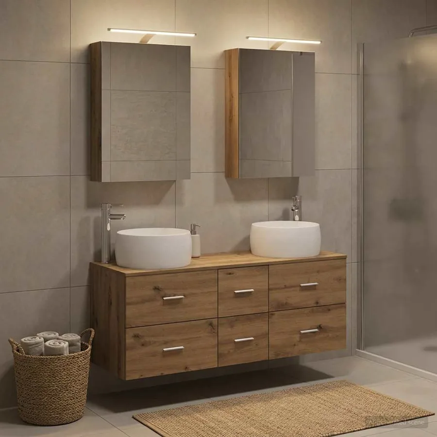 Ensemble de mobilier de salle de bain 5 pc Chêne artisanal - 4