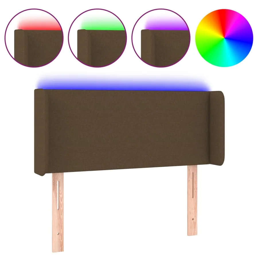Tête de lit à LED Marron foncé 103x16x78/88 cm Tissu - 2
