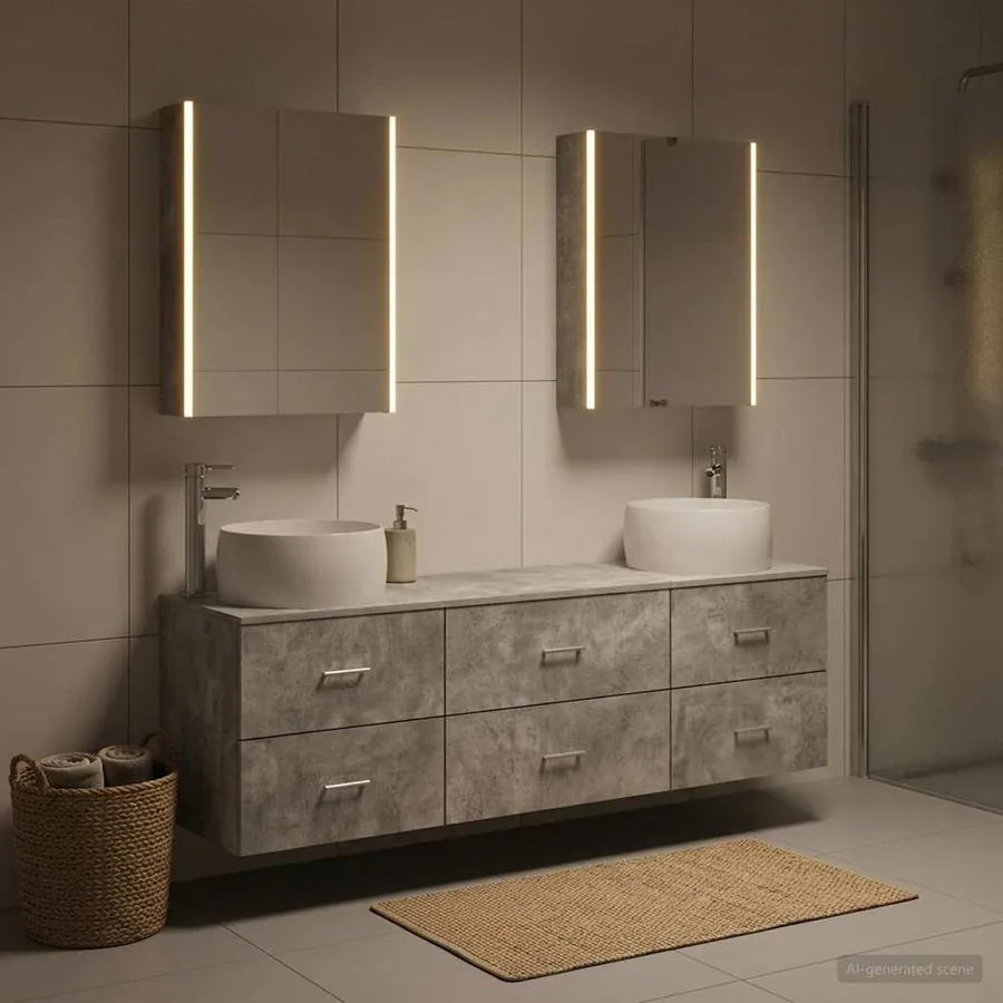 Ensemble de mobilier de salle de bain 5 pcs Gris béton