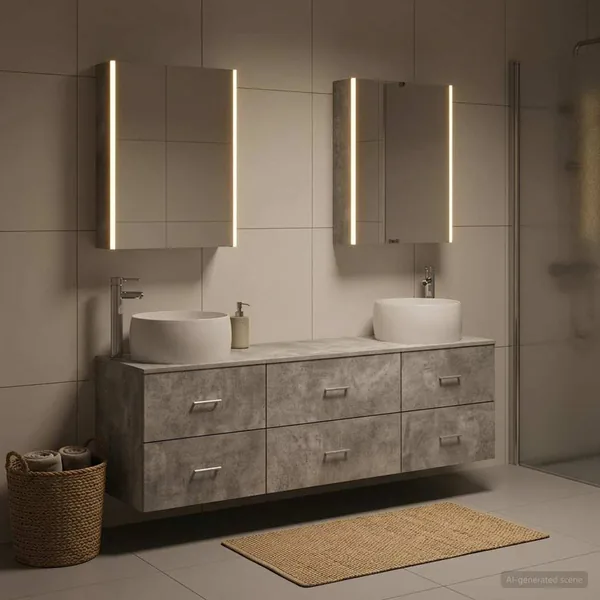 Ensemble de mobilier de salle de bain 5 pcs Gris béton