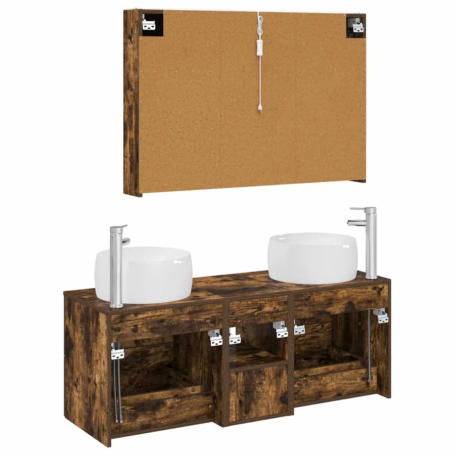 Ensemble de mobilier de salle de bain 4 pcs Chêne fumé - 9