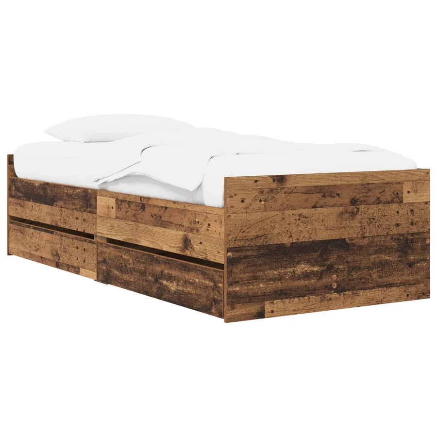Cadre de lit avec rangement Bois ancien 80 x 200 cm