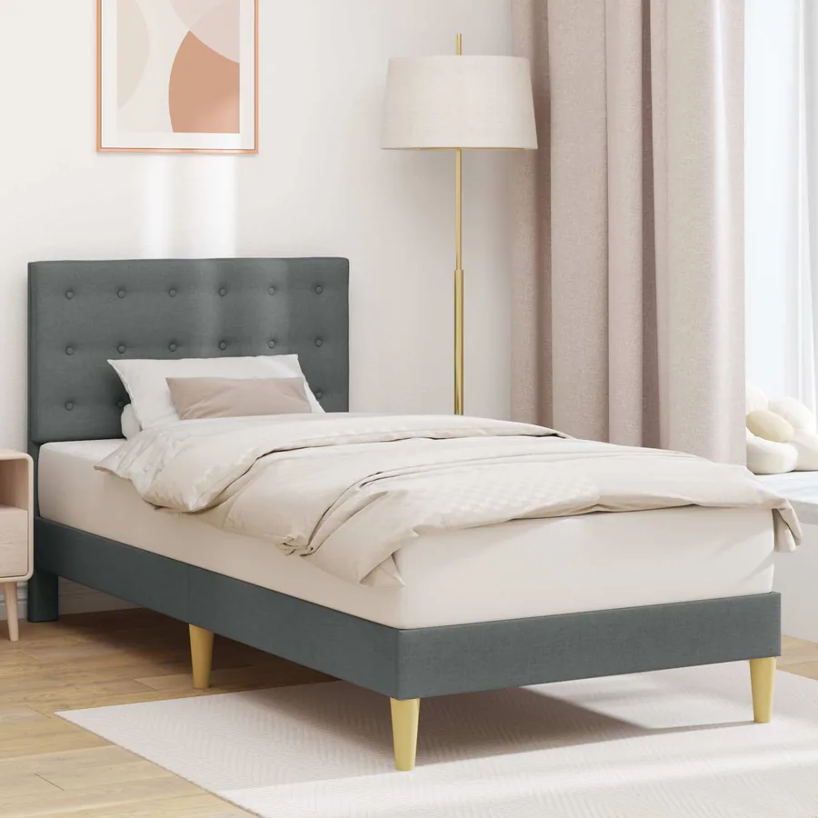 Cadre de lit avec tête de lit Gris foncé 100 x 200 cm Tissu