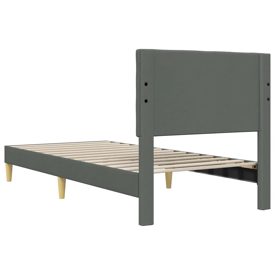 Cadre de lit avec tête de lit Gris foncé 100 x 200 cm Tissu - 6