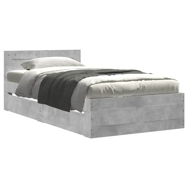 Cadre de lit avec tiroir 2 pc Gris béton Bois d'ingénierie
