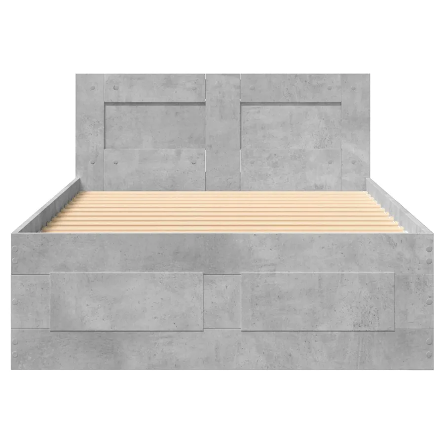 Cadre de lit avec tiroir 2 pc Gris béton Bois d'ingénierie - 4