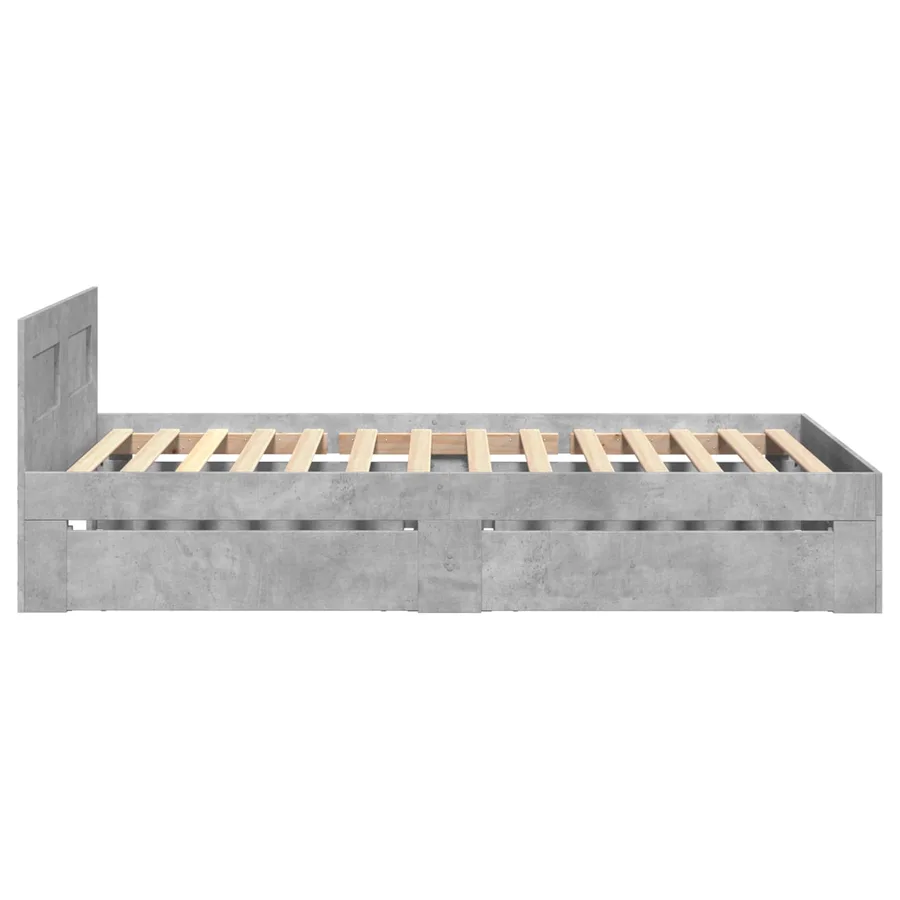 Cadre de lit avec tiroir 2 pc Gris béton Bois d'ingénierie - 5