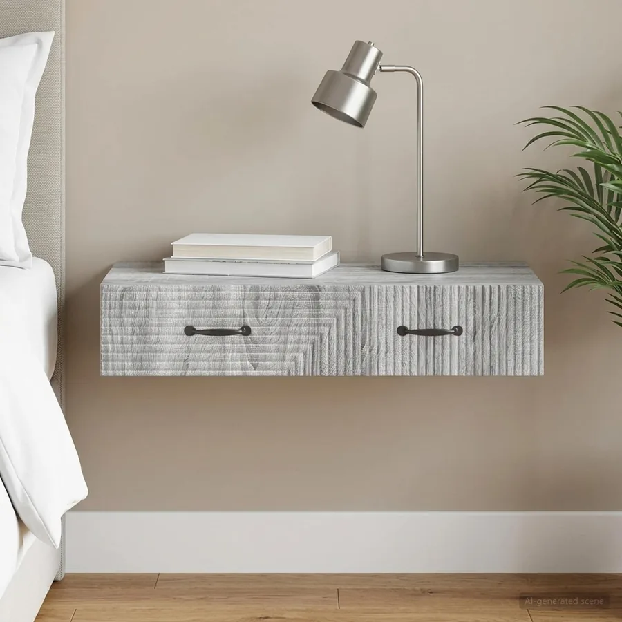 Table d'appoint murale Sonoma gris 87,5 x 34,5 x 17 cm