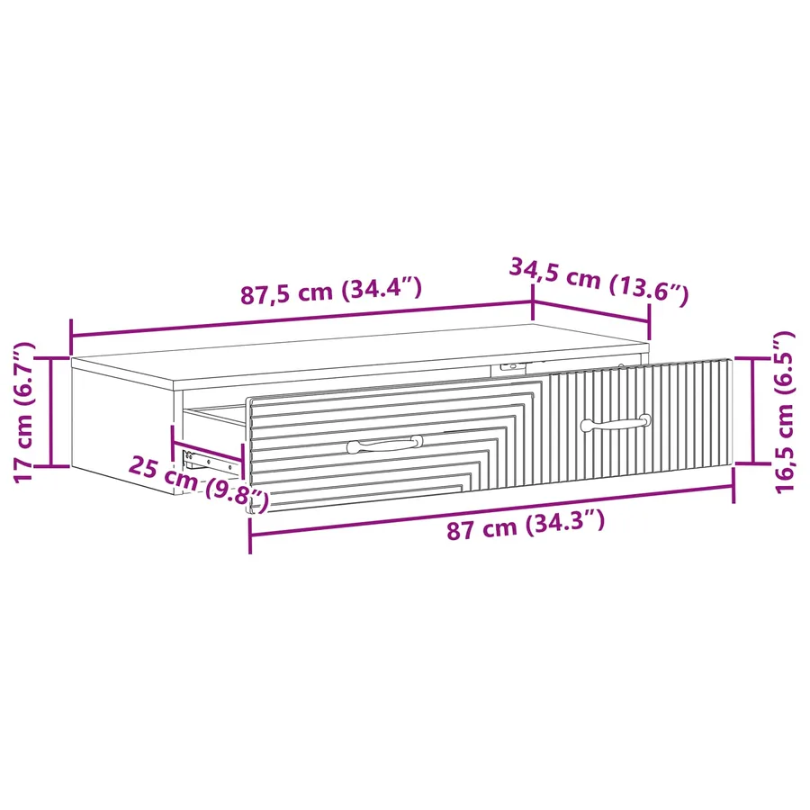 Table d'appoint murale Blanc 87,5 x 34,5 x 17 cm - 9