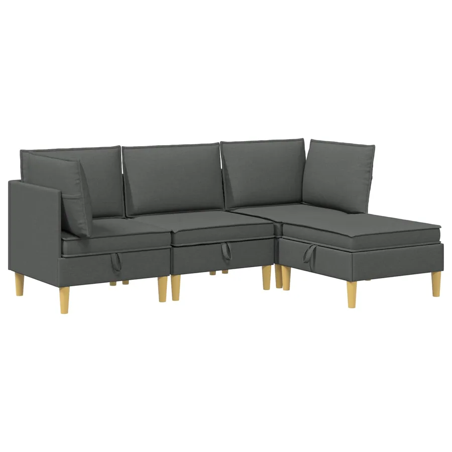 Canapé modulaire avec rangement 4 pcs Gris foncé Tissu - 2