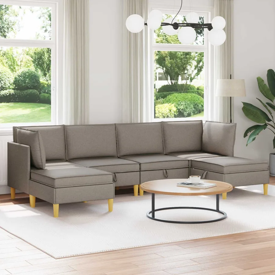 Canapé modulaire avec rangement 6 pcs Taupe Tissu