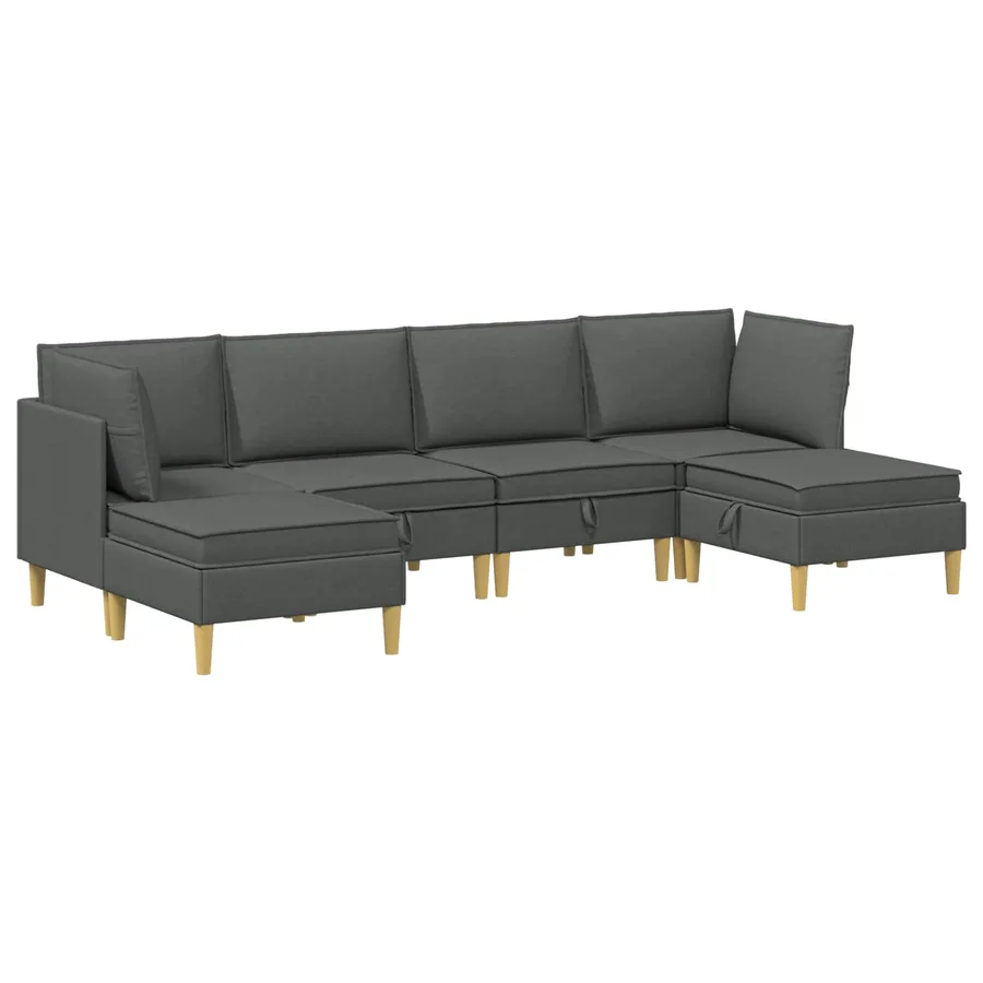 Canapé modulaire avec rangement 6 pcs Gris foncé Tissu - 2
