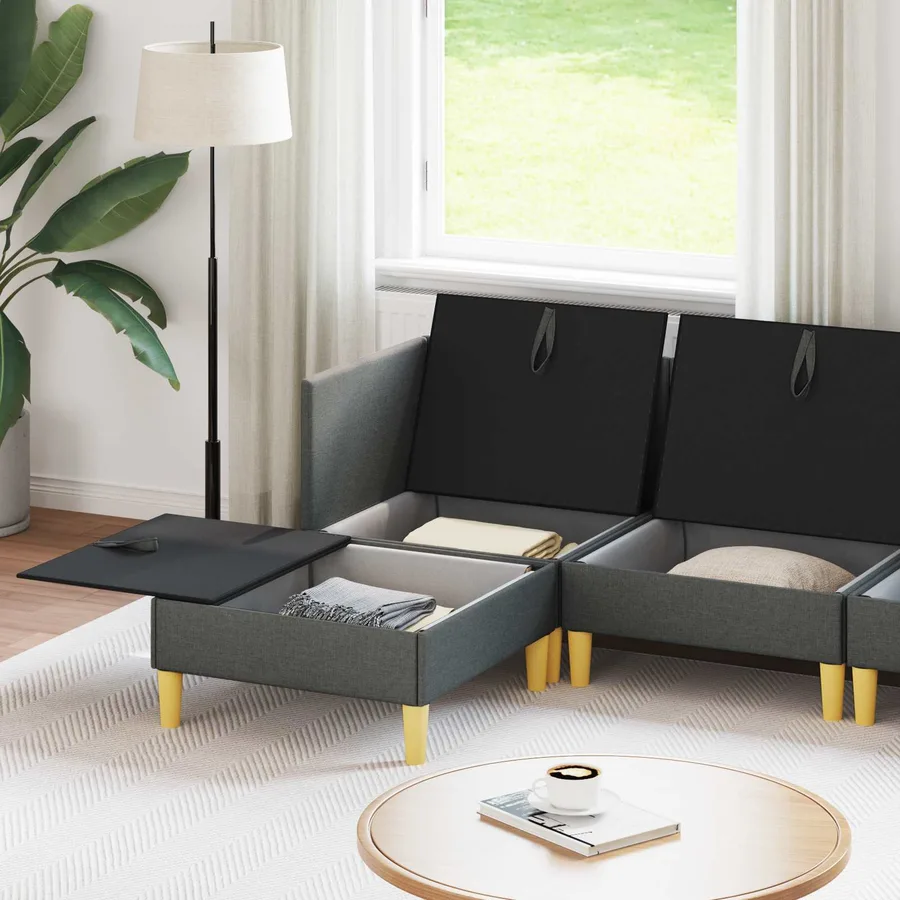 Canapé modulaire avec rangement 6 pcs Gris foncé Tissu - 3