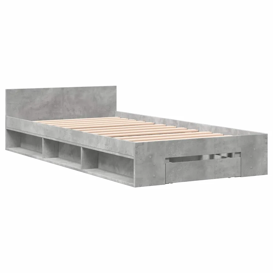 Cadre de lit avec rangement avec tiroir Gris béton 80 x 200 cm - 3