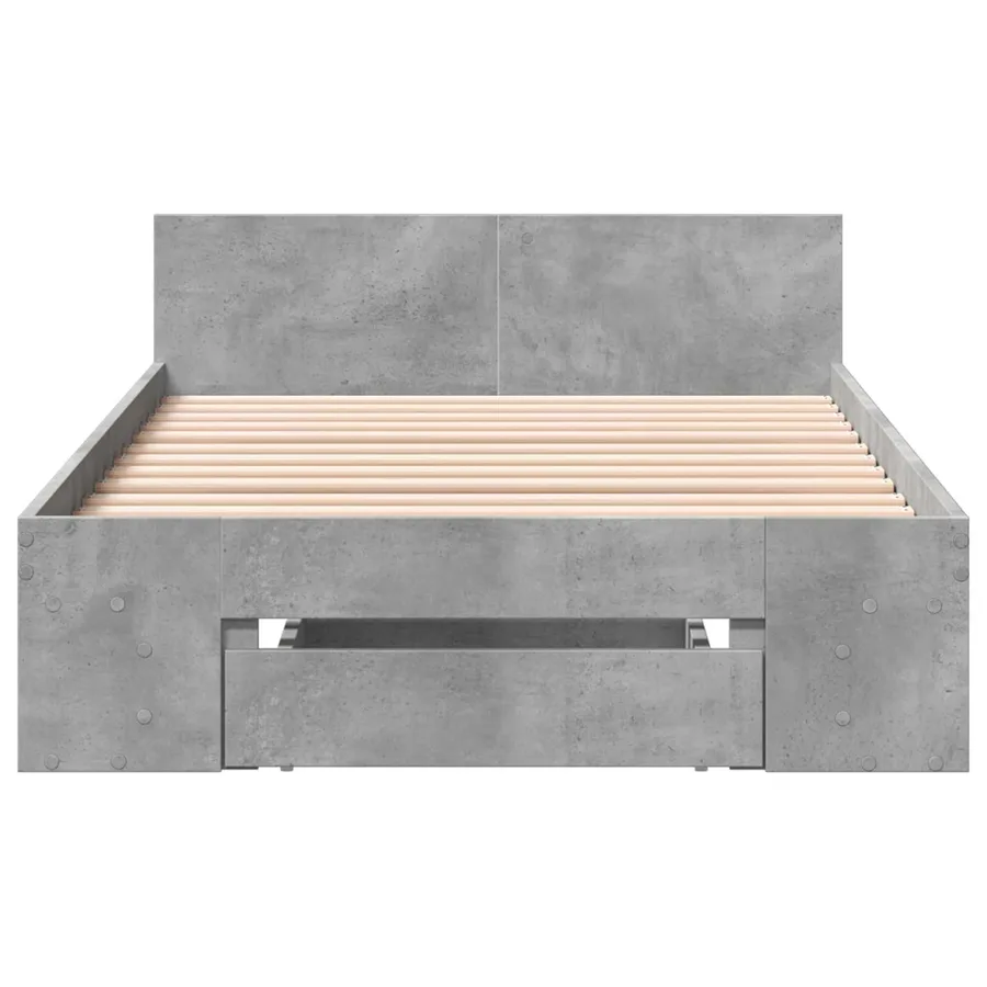 Cadre de lit avec rangement avec tiroir Gris béton 80 x 200 cm - 4