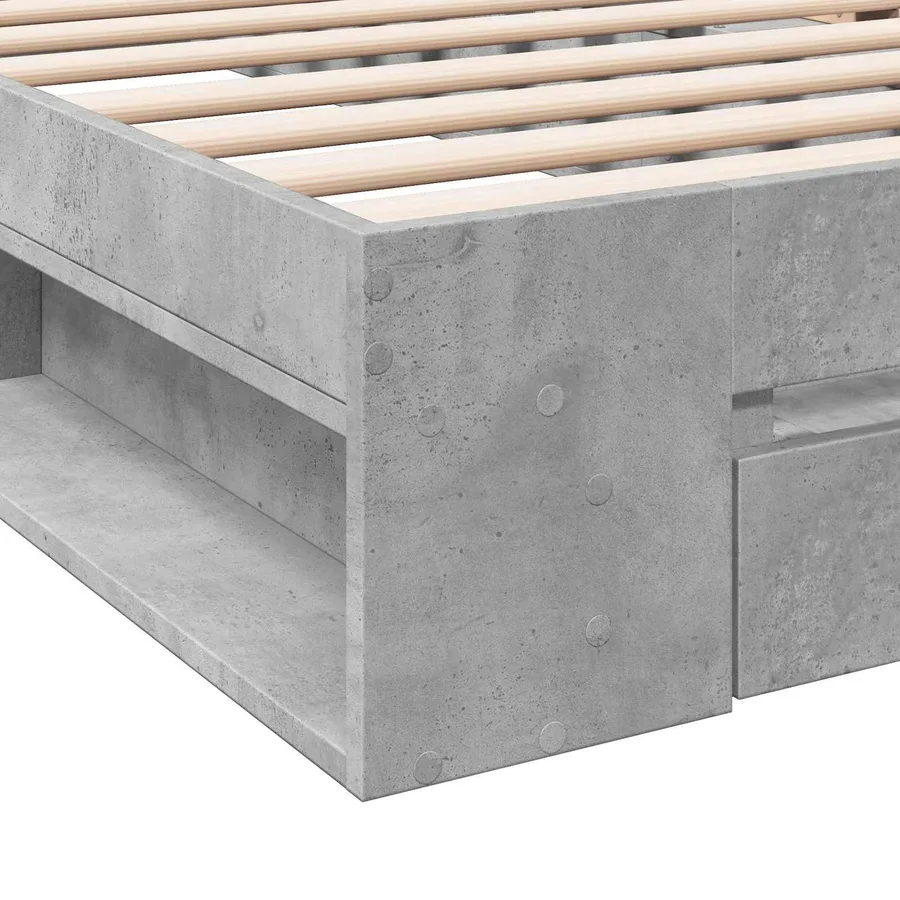 Cadre de lit avec rangement avec tiroir Gris béton 80 x 200 cm - 7