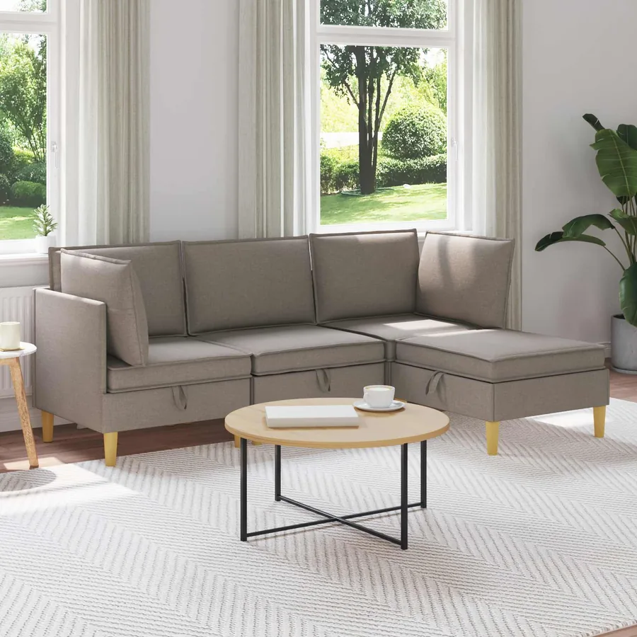 Canapé modulaire avec rangement 4 pcs Taupe Tissu