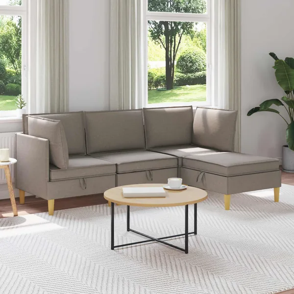 Canapé modulaire avec rangement 4 pcs Taupe Tissu