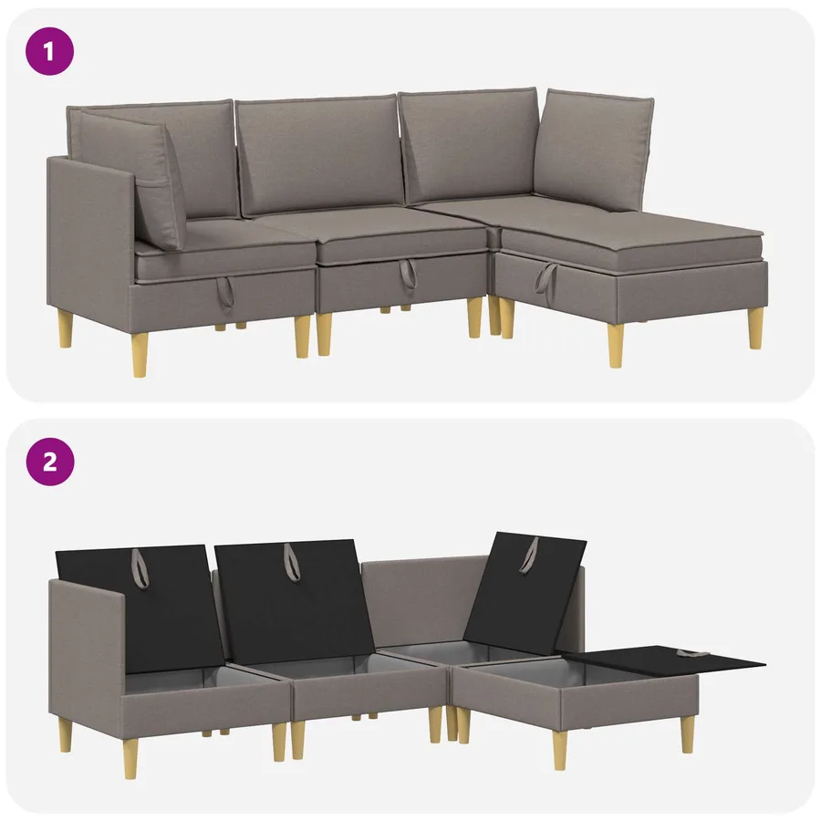 Canapé modulaire avec rangement 4 pcs Taupe Tissu - 10