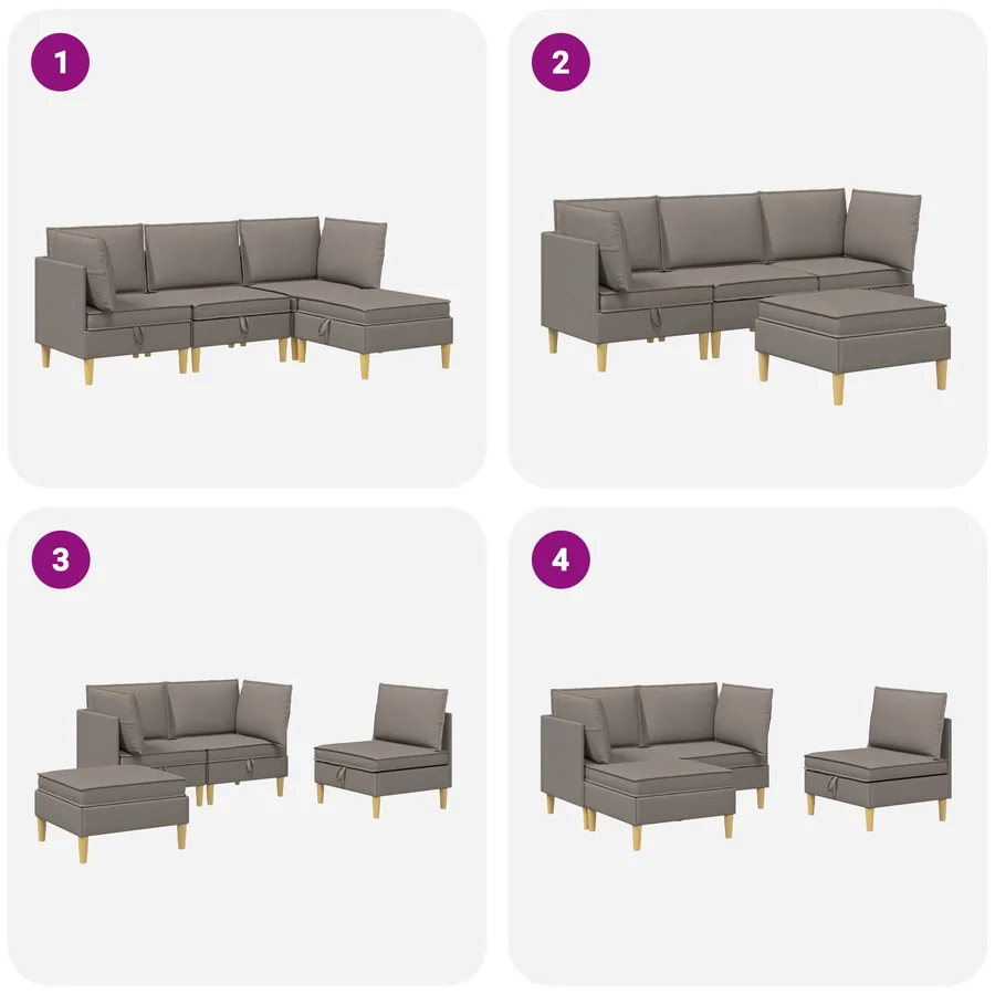 Canapé modulaire avec rangement 4 pcs Taupe Tissu - 11