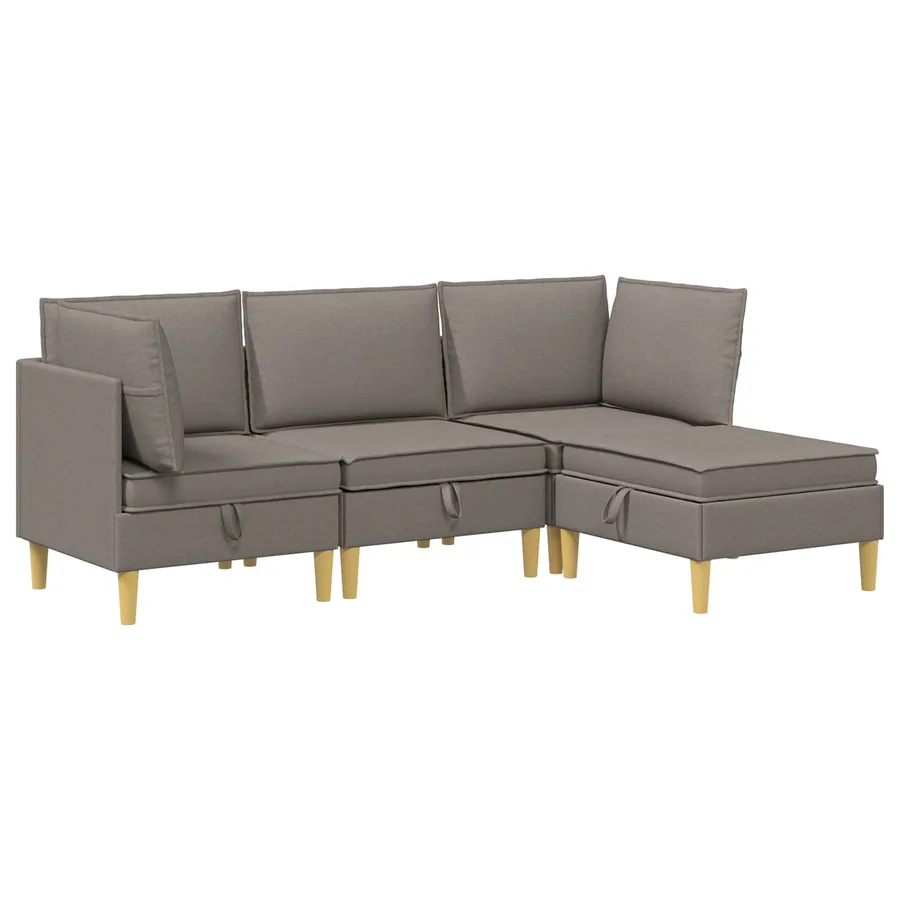 Canapé modulaire avec rangement 4 pcs Taupe Tissu - 2
