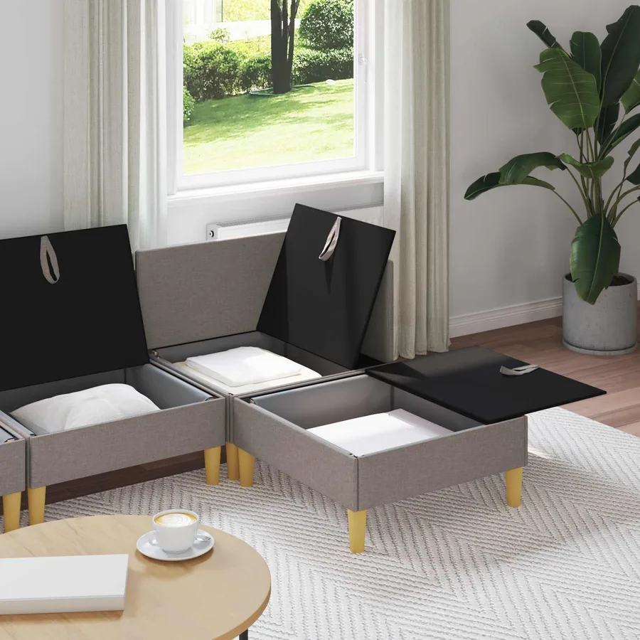 Canapé modulaire avec rangement 4 pcs Taupe Tissu - 3