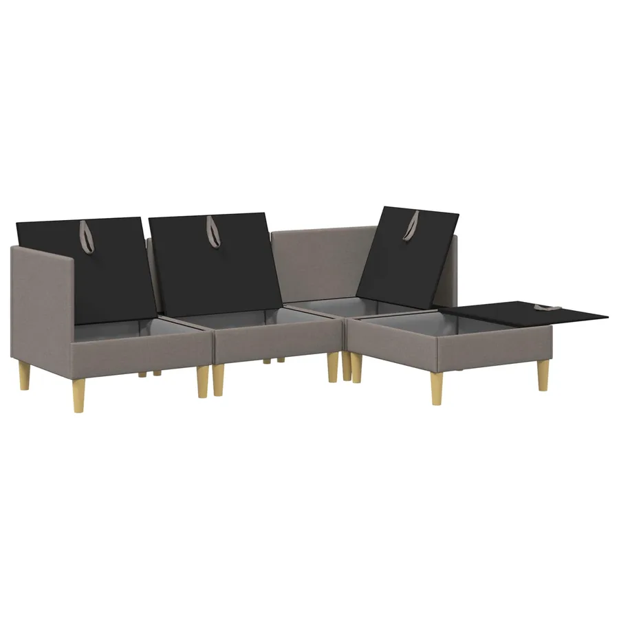Canapé modulaire avec rangement 4 pcs Taupe Tissu - 4