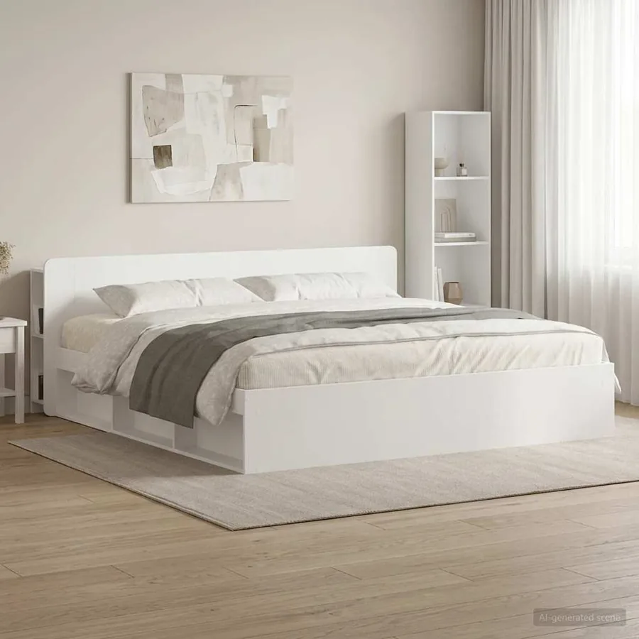 Cabinet de Tête de Lit Blanc brillant Bois d'ingénierie