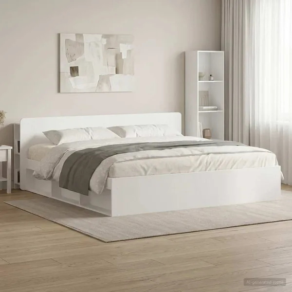 Cabinet de Tête de Lit Blanc brillant Bois d'ingénierie