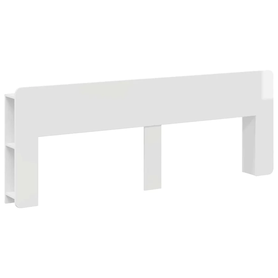 Cabinet de Tête de Lit Blanc brillant Bois d'ingénierie - 2