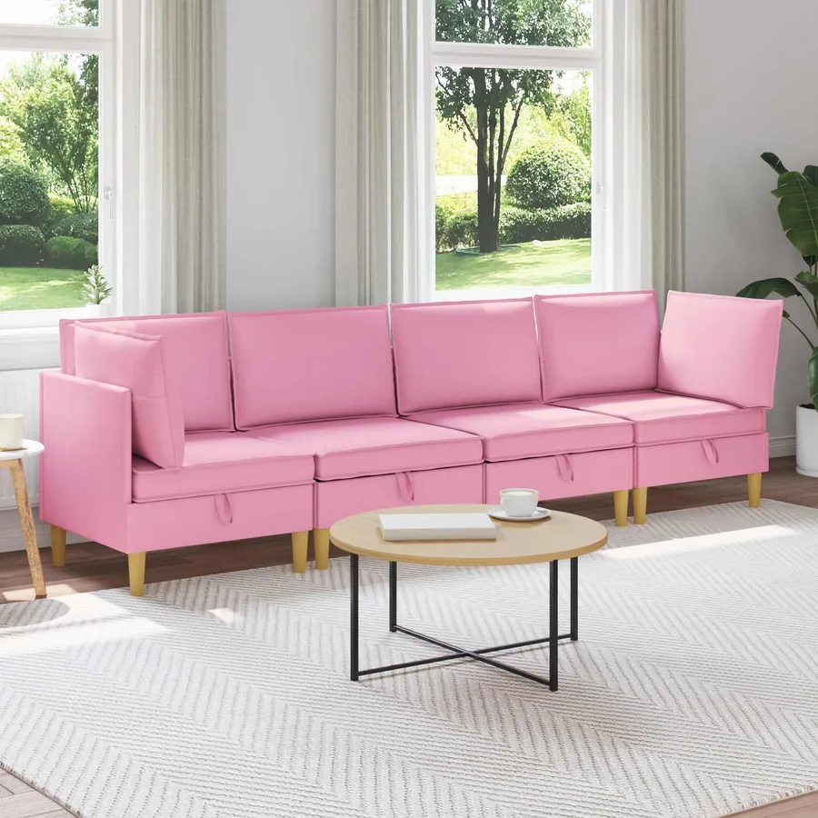 Canapé modulaire avec rangement 4 pcs Rose Tissu