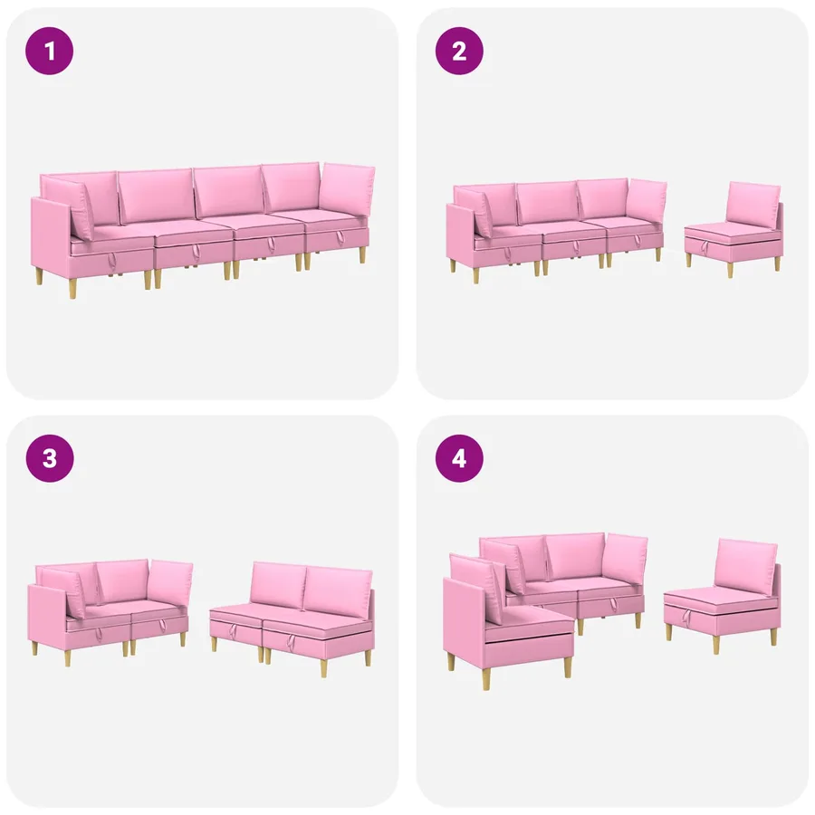 Canapé modulaire avec rangement 4 pcs Rose Tissu - 10