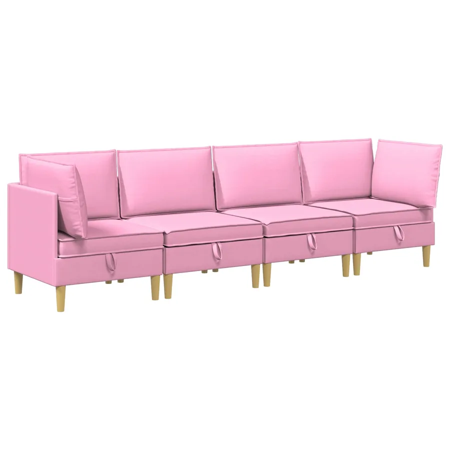 Canapé modulaire avec rangement 4 pcs Rose Tissu - 2