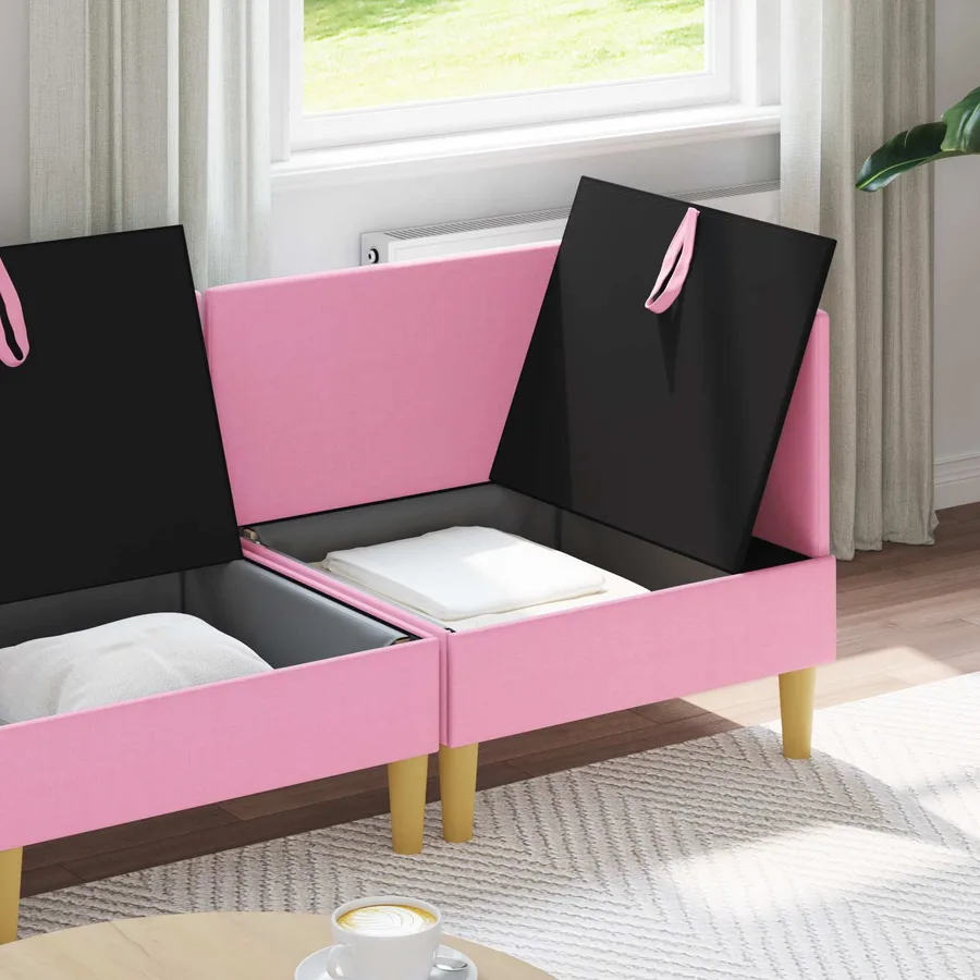 Canapé modulaire avec rangement 4 pcs Rose Tissu - 3