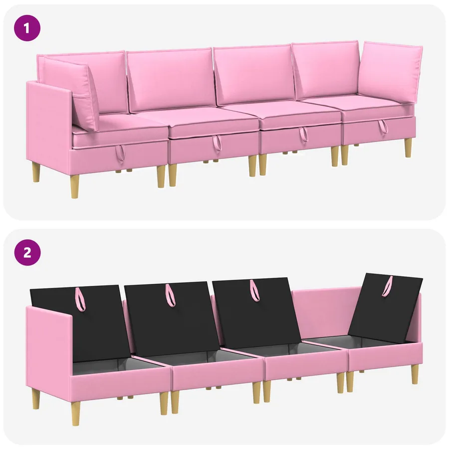 Canapé modulaire avec rangement 4 pcs Rose Tissu - 9