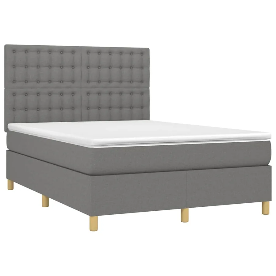 Sommier à lattes de lit et matelas et LED Gris foncé 140x200 cm - 3