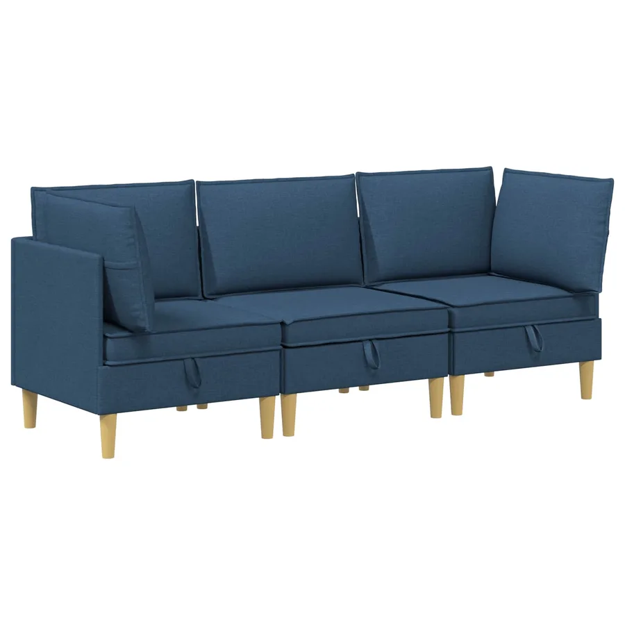 Canapé modulaire avec rangement 3 pcs Bleu Tissu - 2
