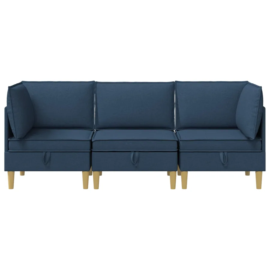 Canapé modulaire avec rangement 3 pcs Bleu Tissu - 7