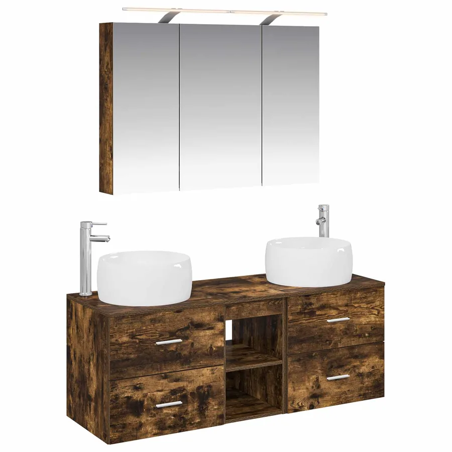 Ensemble de mobilier de salle de bain 4 pcs Chêne fumé - 2