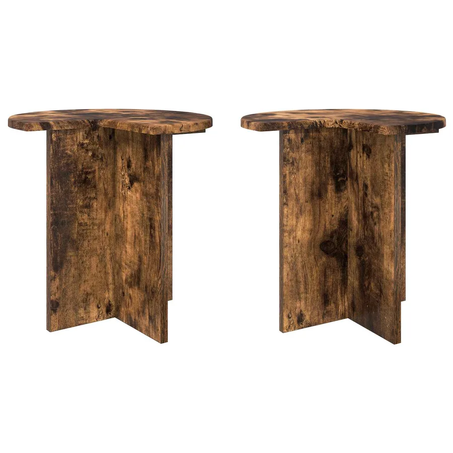 Table d'appoint 2 pcs Chêne fumé Ø 39 x 38 cm Bois d'ingénierie - 2