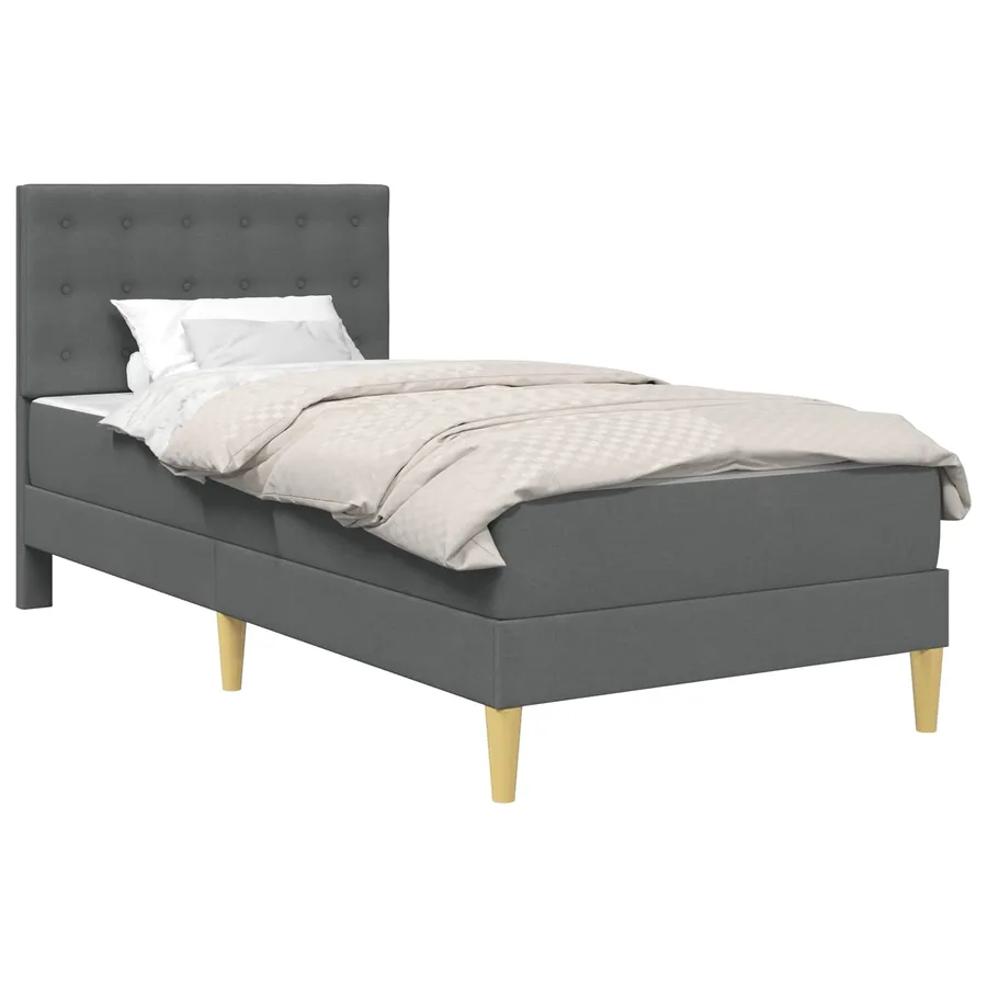 Cadre de lit avec matelas Gris foncé 90 x 190 cm tissu - 2