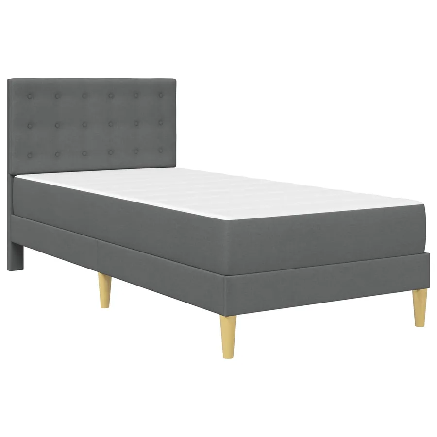 Cadre de lit avec matelas Gris foncé 90 x 190 cm tissu - 3